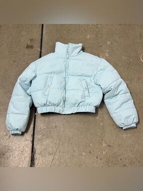 Cropped Light Blue Puffer Jacket